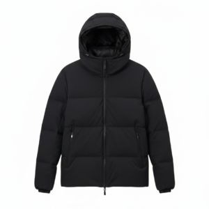 BLACK HOODED PUFFER JACKET