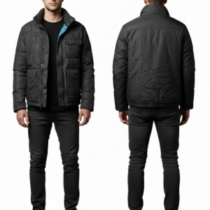 Men’s Black Button-Down Long Jacket