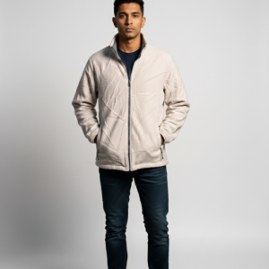 Men’s Beige Suede Lightweight Zipper Jacket