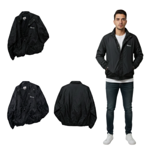 sleek black lightweight zip jacket