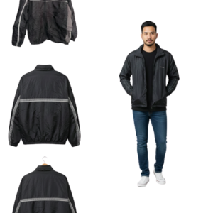 Men’s Black Windbreaker Zip Jacket