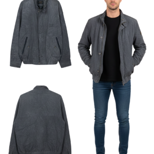 UrbanCore Men’s Grey Stand Collar Jacket