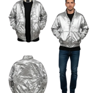 Men’s Metallic Silver Bomber Jacket
